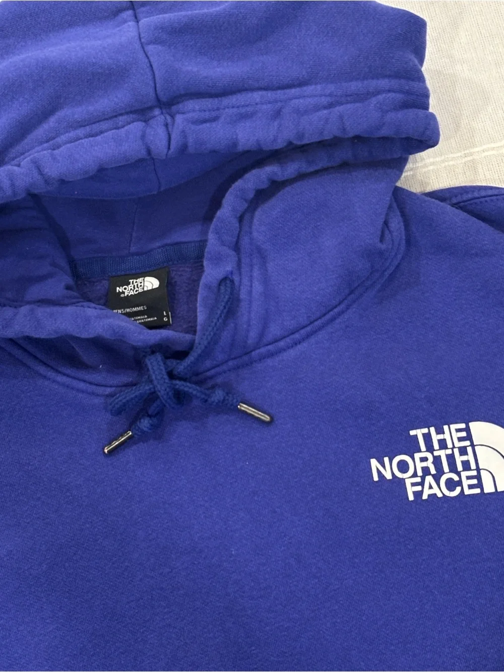 The North Face Purple Pullover Hoodie Men’s Large Box Logo Never Stop Exploring
